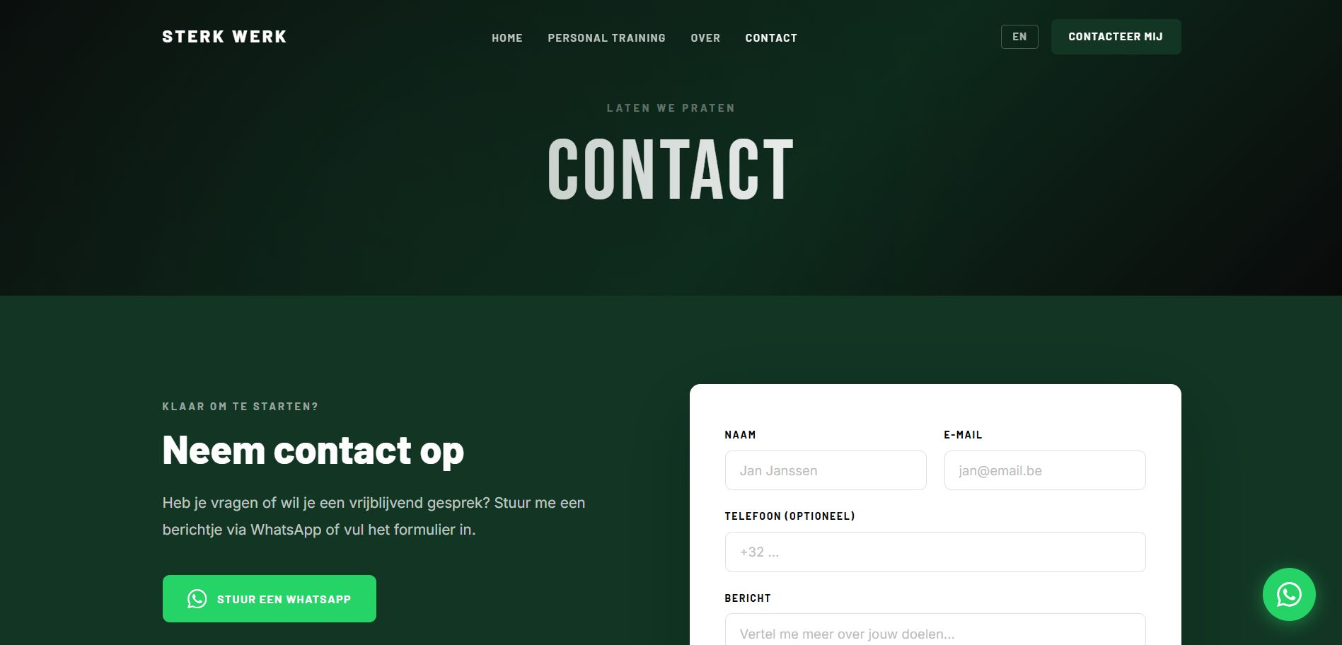 Sterk Werk contactpagina